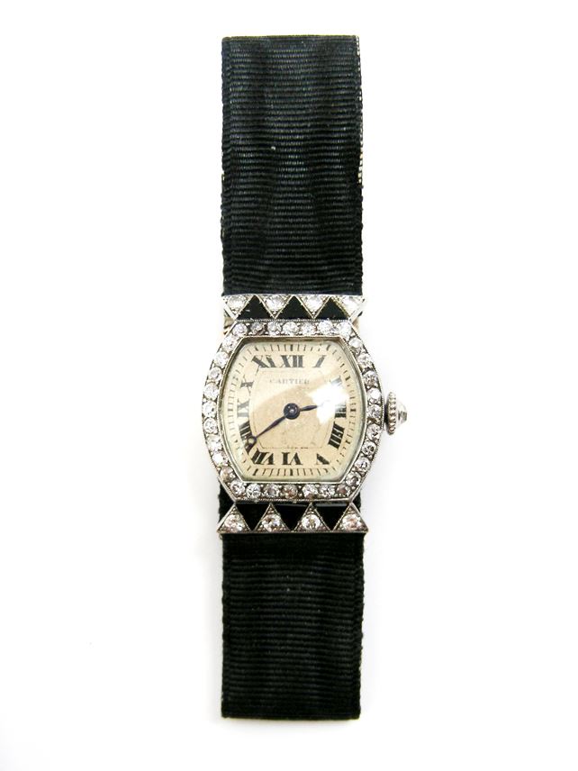   Cartier - Diamond and onyx dress watch | MasterArt
